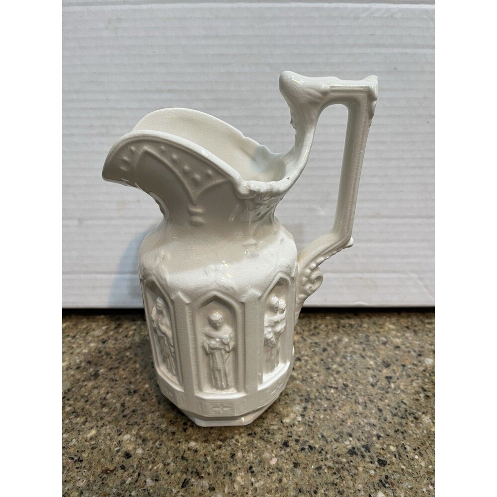Vintage Gothic Ceramic Pitcher Apostle Religious Figures Symbols
